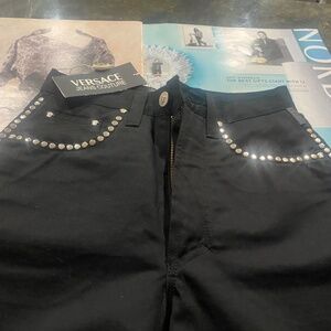 Ladies Studded Versace Jean Couture Capri Pants Sz 26